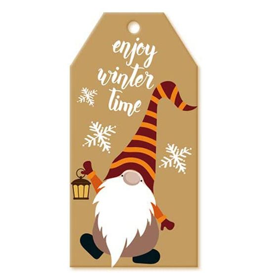 Etiquettes de noël - lutin rayé orange