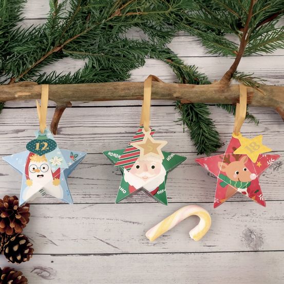 Kit pour faire son propre calendrier de l'avent - boîtes étoiles