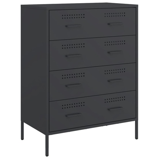 Buffet bahut commode armoire meuble de rangement organisateur cuisine salle de séjour salon 68 x 39 x 89 cm acier noir 02_003