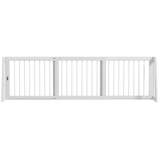 Barrière extensible bois massif animaux intérieur rangement facile 190x56cm blanc