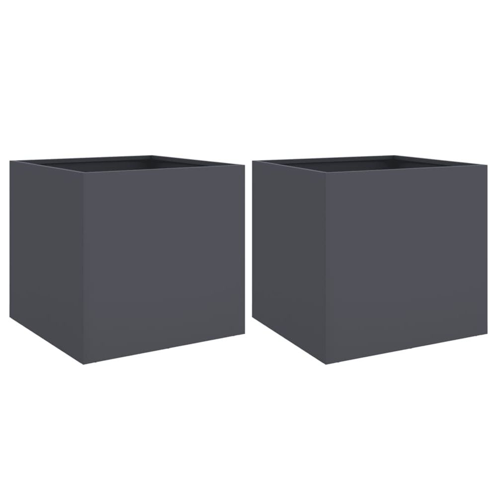 Jardinière d'extérieurs 2 pcs anthracite 49x47x46 cm acier