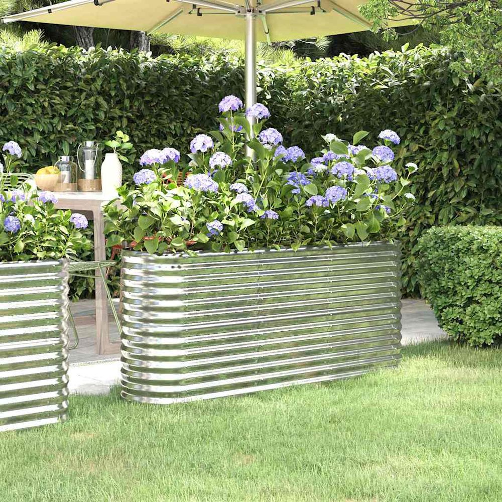 Jardinière surélevée acier potager jardin balcon argenté 152x40x68 cm