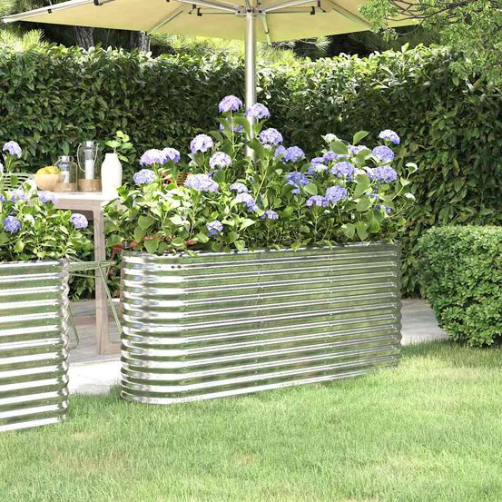 Jardinière surélevée acier potager jardin balcon argenté 152x40x68 cm