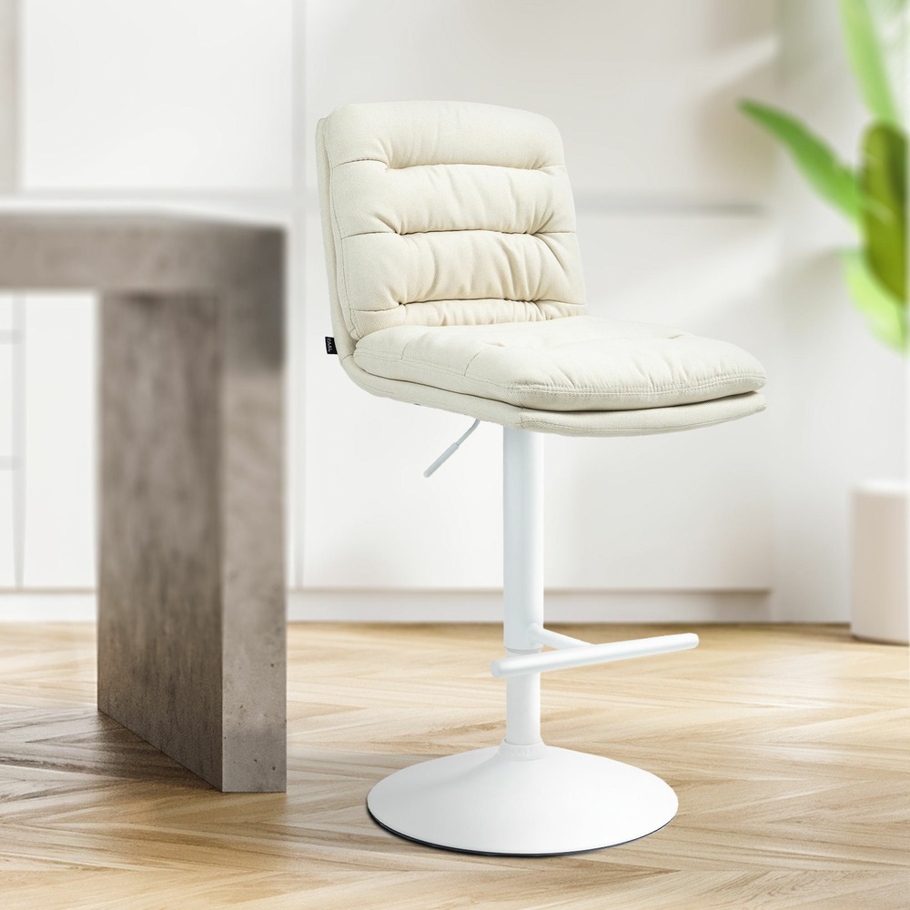 Tabouret de bar damar tissu blanc