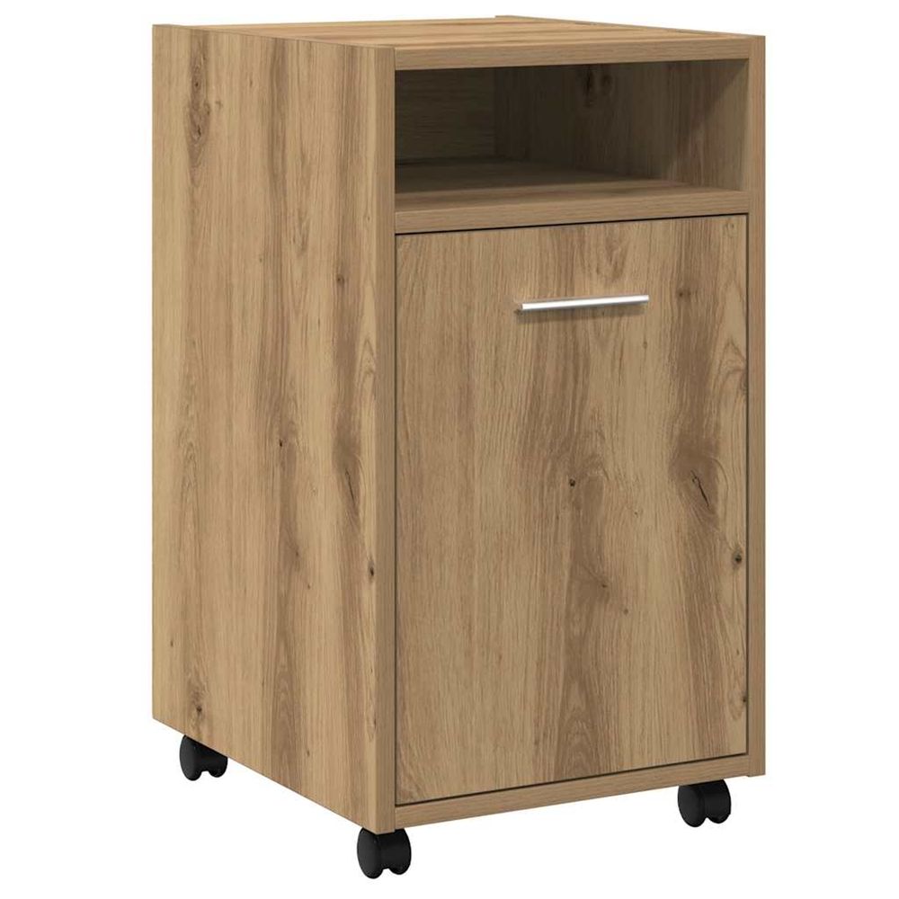 Armoire avec roues chêne artisanal 33x38x60cm bois d'ingénierie