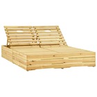 Transat chaise longue bain de soleil lit de jardin terrasse meuble d'extérieur double 198 x 135 x (30-75) cm bois de pin impr