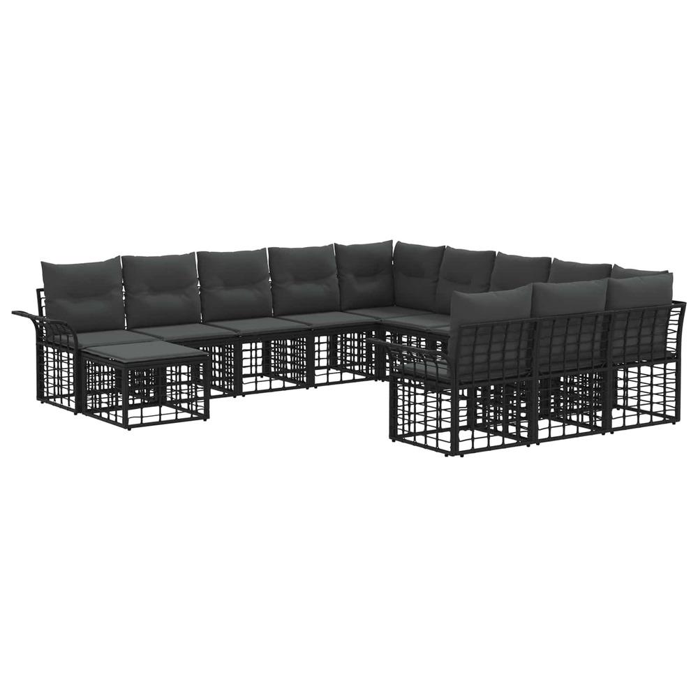 Ensemble de canapé de jardin 12 pcs noir et gris foncé