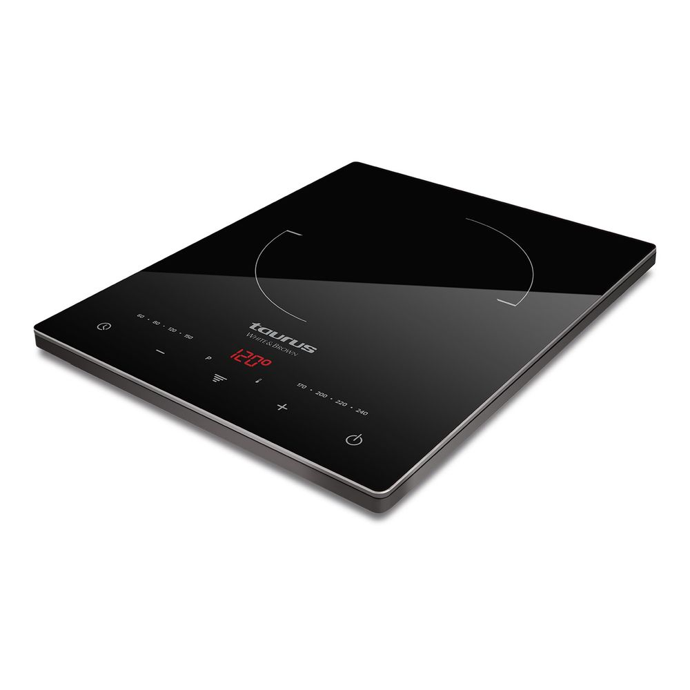 TAURUS Darkfire Domino - Plaque à induction à 2 feux 2900 W, Diamètre jusqu'à 17,5 cm, 10 niveaux de puissance, Température réglable, Fonction de
