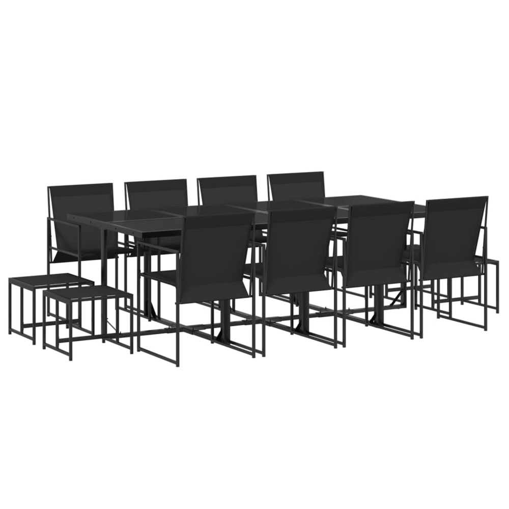 Ensemble à manger de jardin 13 pcs noir textilène