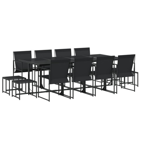 Ensemble à manger de jardin 13 pcs noir textilène