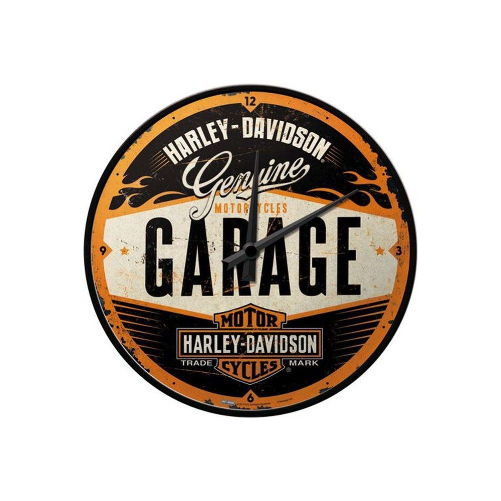 Horloge hublot en verre et métal pub 31 cm harley davidson garage