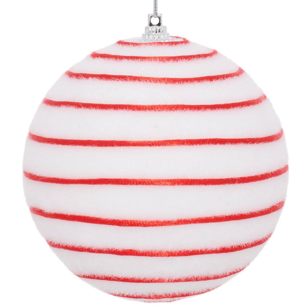 Boule de noël blanche rayée d. 100 mm