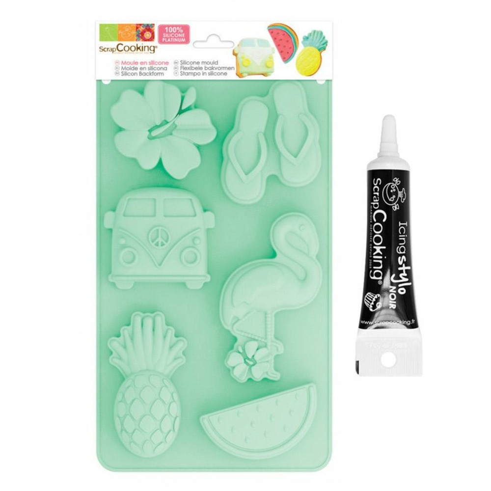 Moule en silicone summer + stylo de glaçage noir
