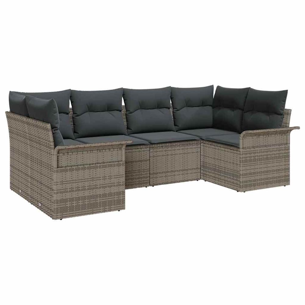Ensemble de canapé de jardin 6 pc gris poly rotin