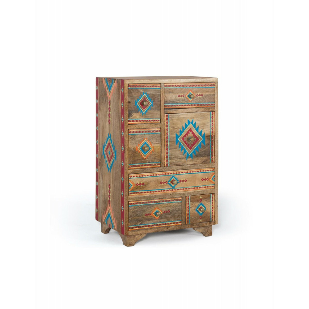 Chiffonnier 7 tiroirs bois marron - lexine décoration d'autrefois