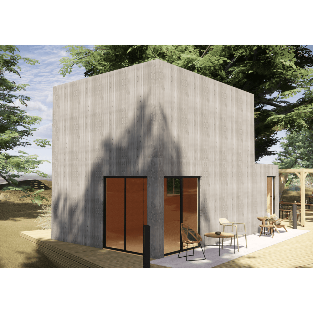 Studio de jardin bien isolé en bois 7,7x4,6x2,7 m / isolation re2020, plancher isolé, mezzanine, terrasse / menuiseries alu k-line