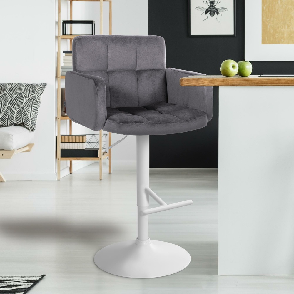 Tabouret de bar los angeles velours blanc