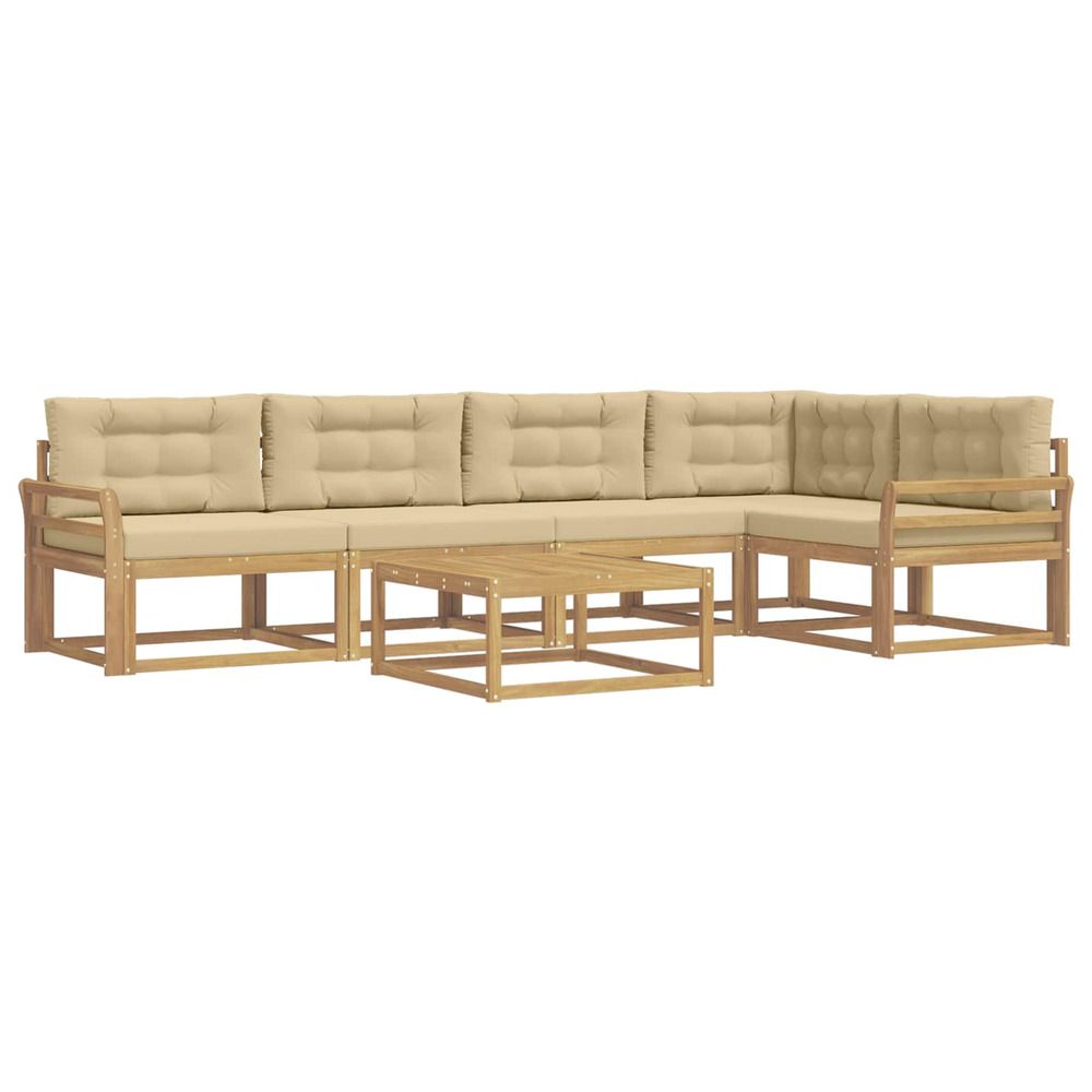 Ensemble de canapés d'extérieur 6 pc blanc et beige polyester
