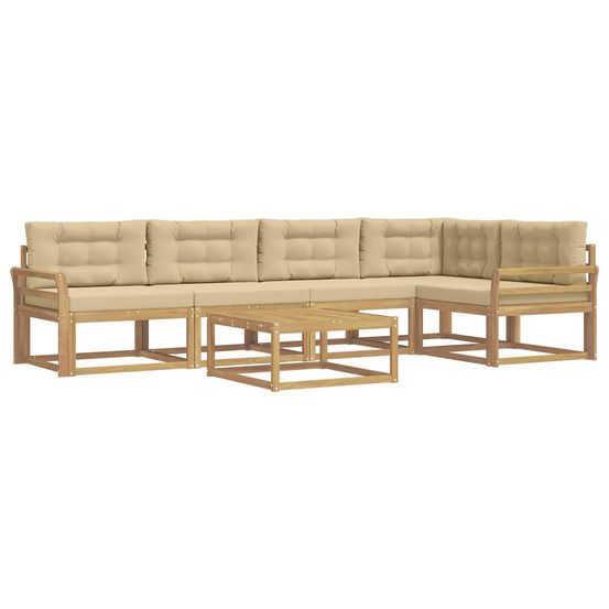 Ensemble de canapés d'extérieur 6 pc blanc et beige polyester