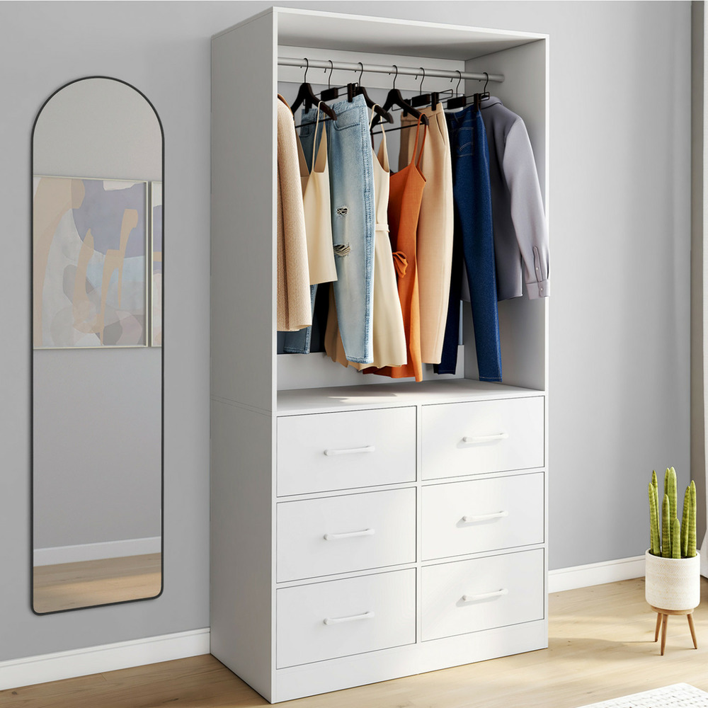 Dressing penderie l. 80 cm uppah avec 6 bacs en tissu blanc