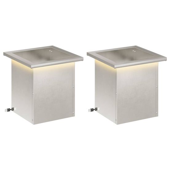 Jardinière d'extérieur de jardin avec led 2 pc argenté 30 x 30 x 30 cm