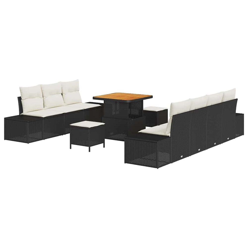 Ensemble de canapé de jardin 10 pc noir polyrotin