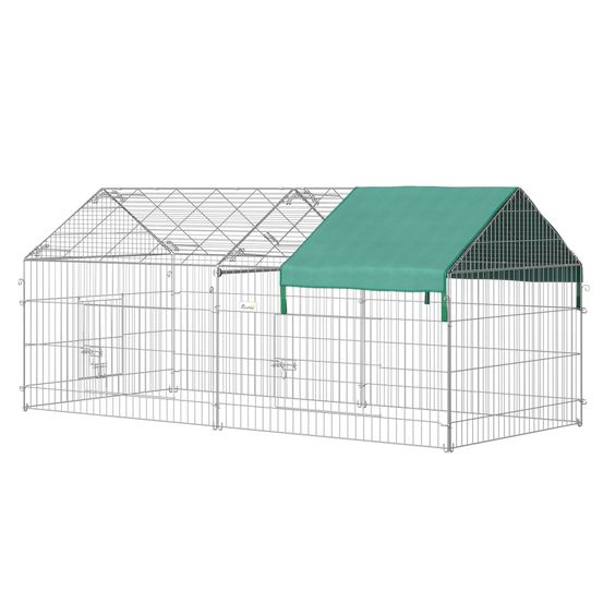 Enclos parc en acier pour petits animaux avec bâche toit 220x103x103cm argenté