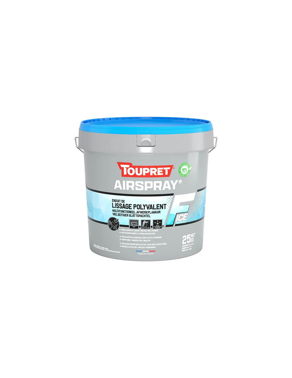 Enduit garnissant toupret bâtiment airspray f ice 25kg - toupret