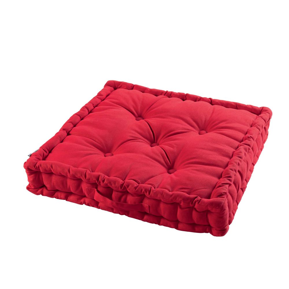 Coussin de sol matelassé en coton rouge 60cm