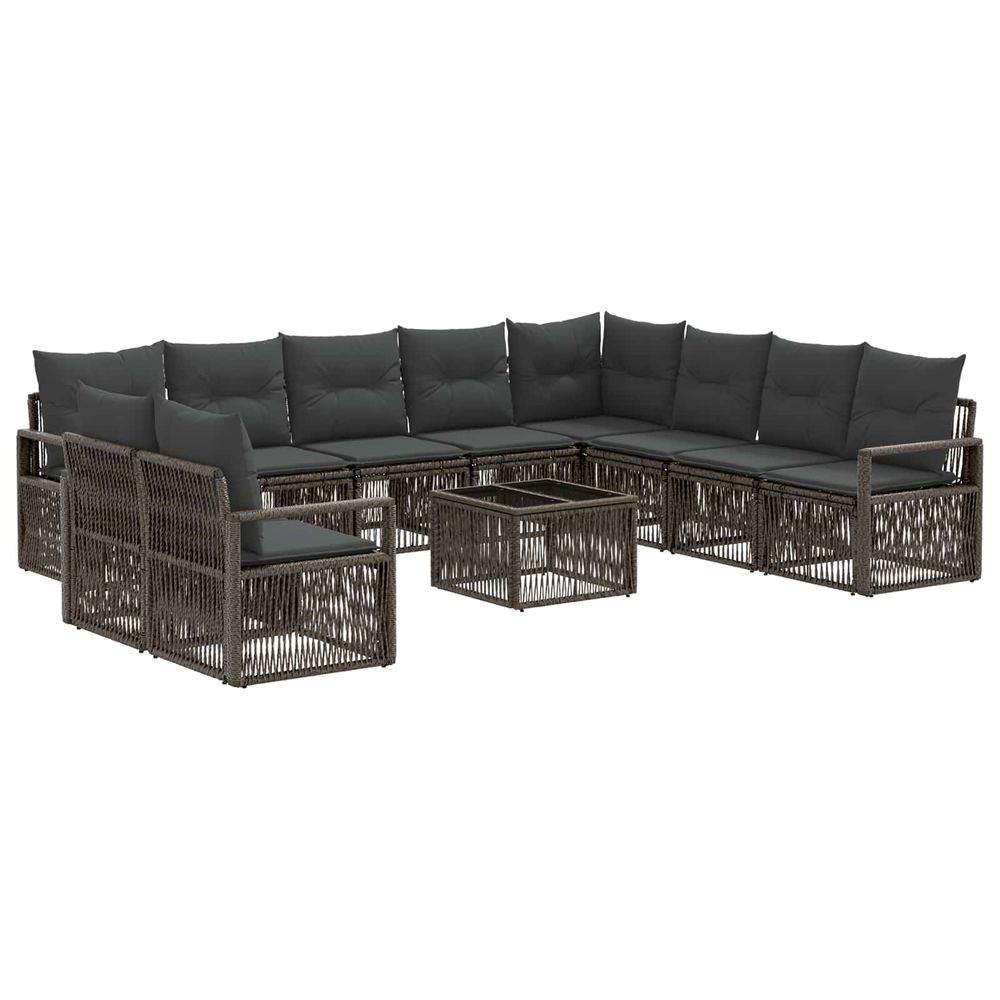 Ensemble de canapé de jardin 11 pc gris polyrotin