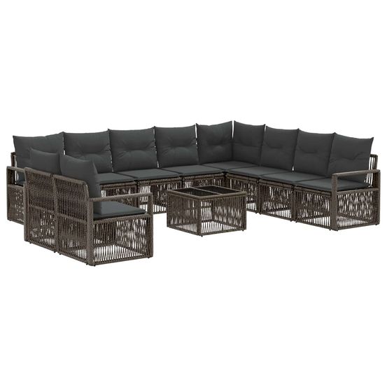 Ensemble de canapé de jardin 11 pc gris polyrotin