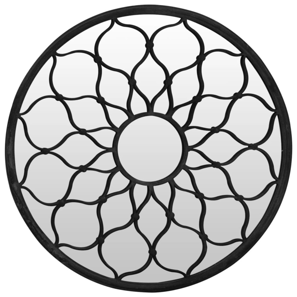Miroir de jardin noir 40x3 cm fer rond utilisation extérieure