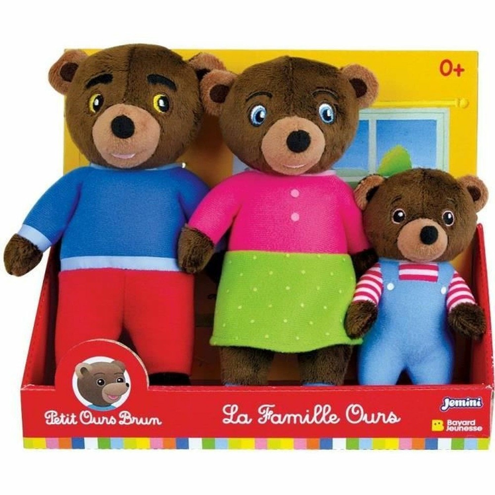 Coffret peluche petit ours brun - maman ours, papa ours et petit ours brun