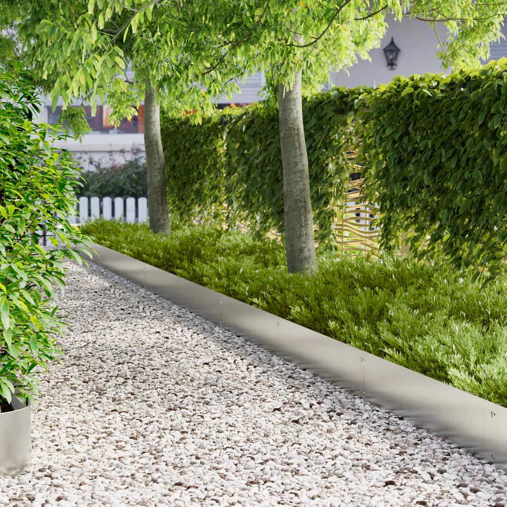 Bordure de jardin acier délimitation espaces extérieurs 103x25cm 10 pcs argenté
