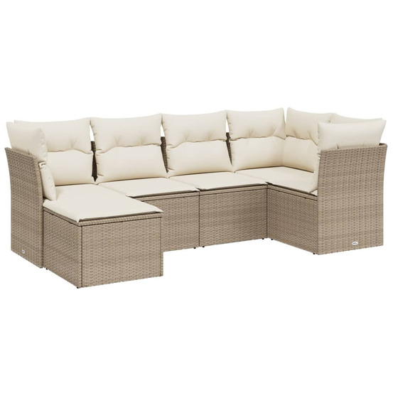 Salon de jardin avec coussins 6 pcs beige résine tressée