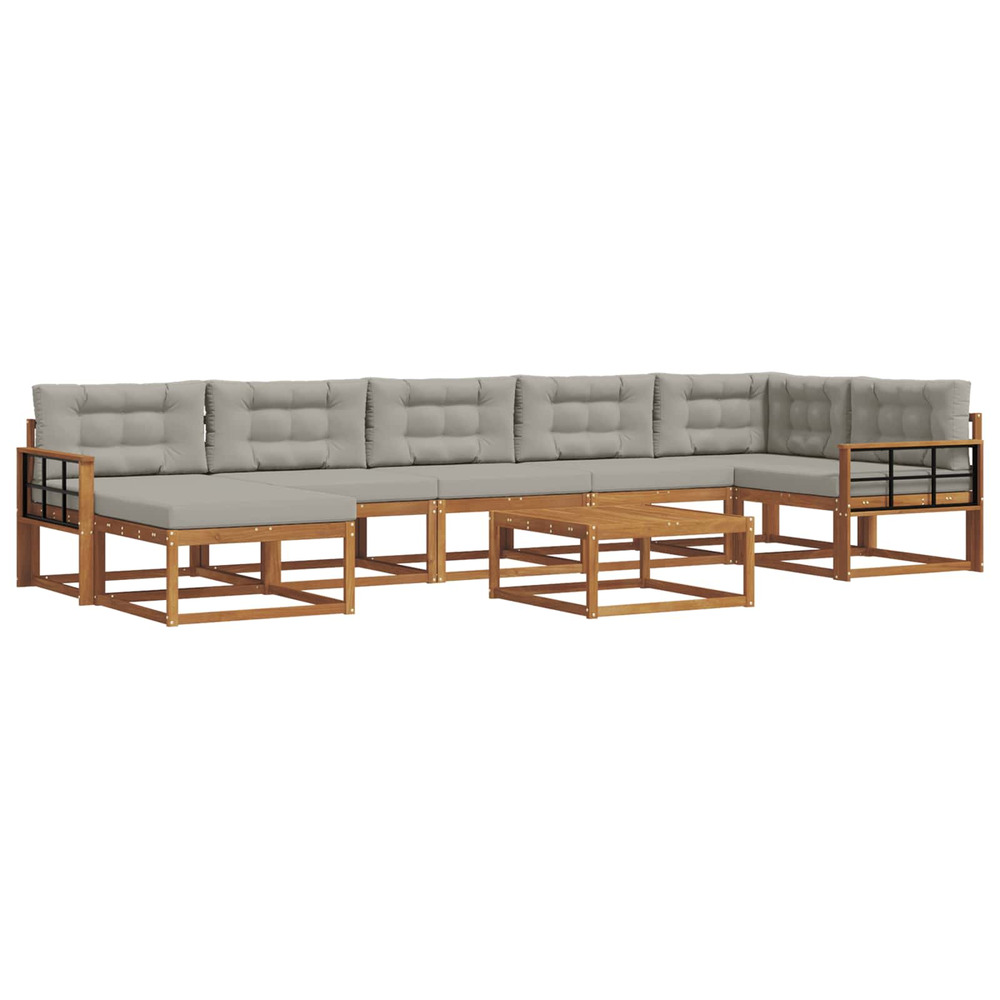 Ensemble de canapés d'extérieur 8 pcs gris naturel et clair