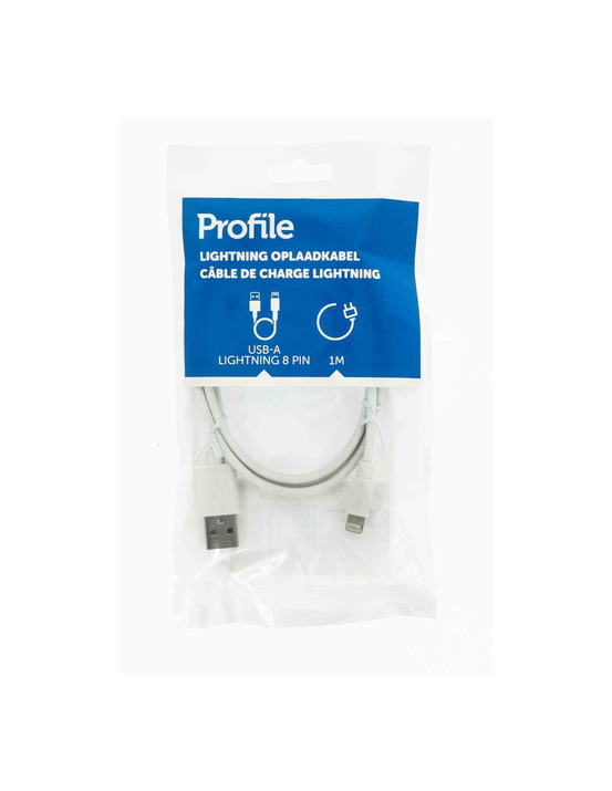 Câble usb-a vers lightning 1 m blanc - profile