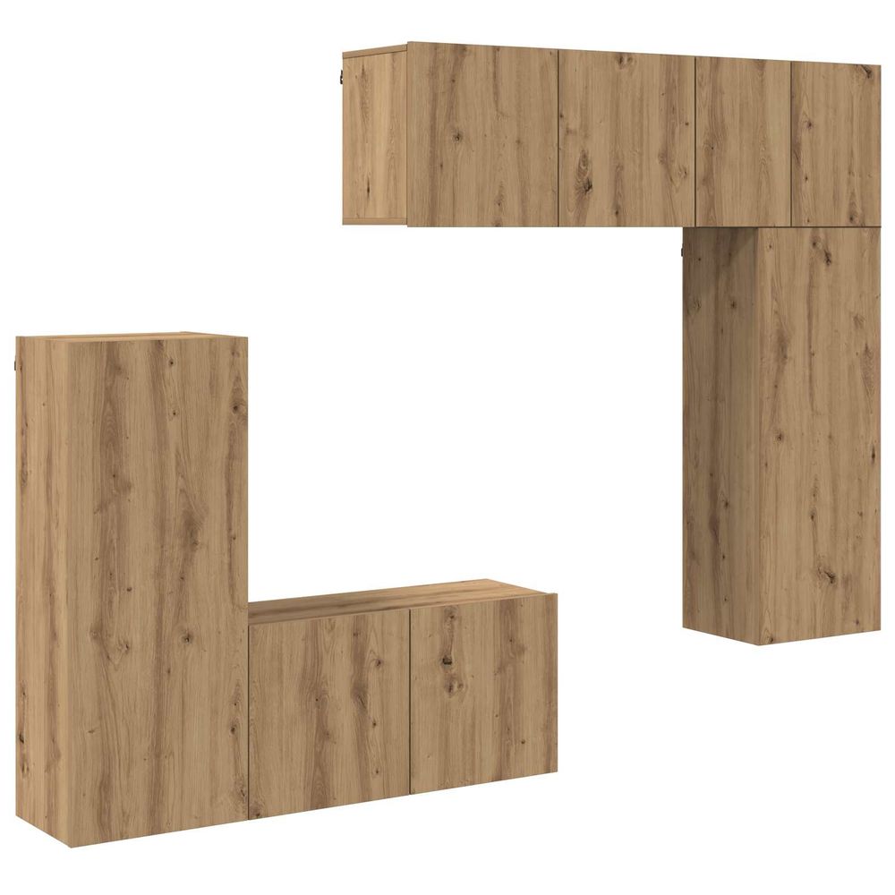 Unité murale de tv 5 pc chêne artisanal bois d'ingénierie