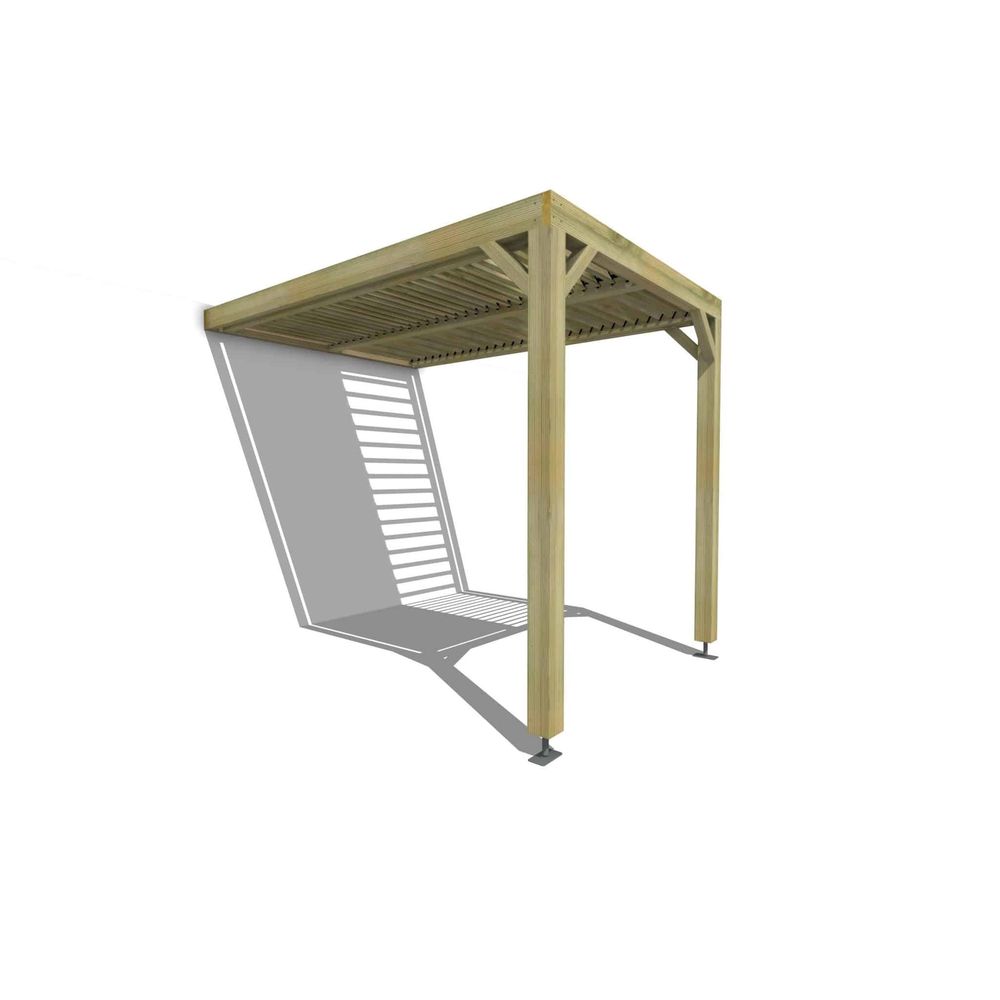 Pergola bois • 2m x 3m • adossée • sens profondeur • lames orientables bioclimatiques incluses • livraison comprise