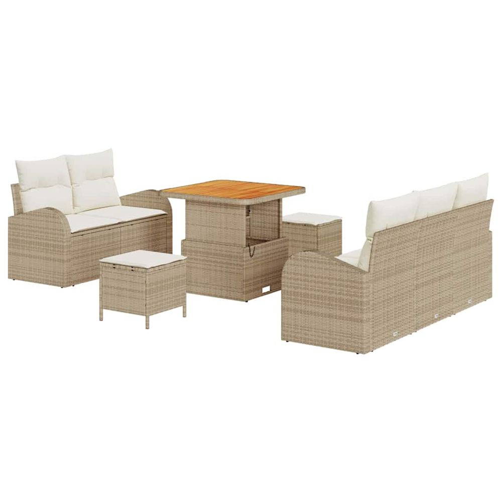 Ensemble de canapé de jardin 8 pc beige polyrotin