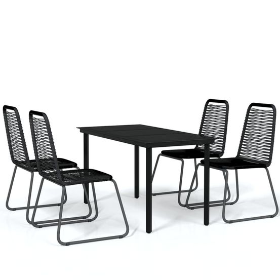 Ensemble à manger de jardin 5 pcs noir