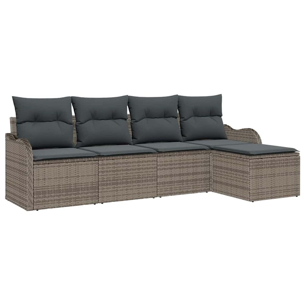 Ensemble de canapé de jardin 5 pc gris polyrotin