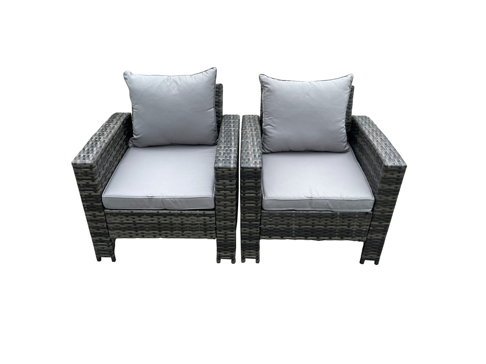 2 pc fauteuil de jardin en rotin gris foncé mixte