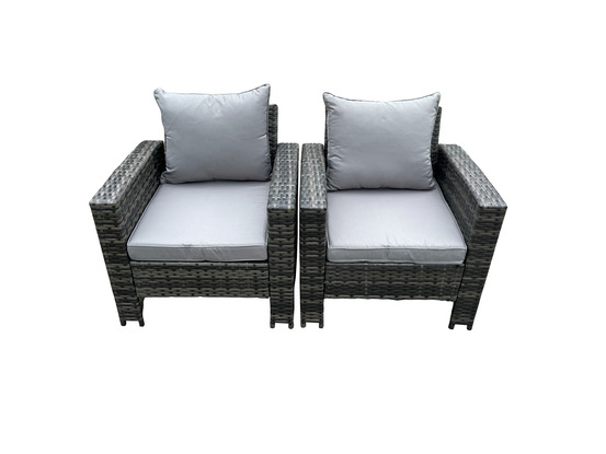 2 pc fauteuil de jardin en rotin gris foncé mixte