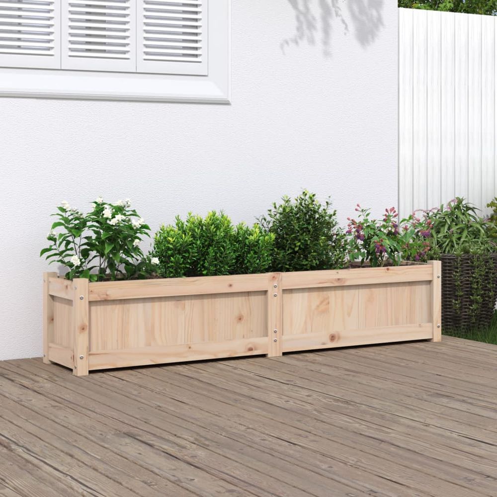Jardinière rectangulaire en bois de pin massif pour jardin 150x31x31 cm