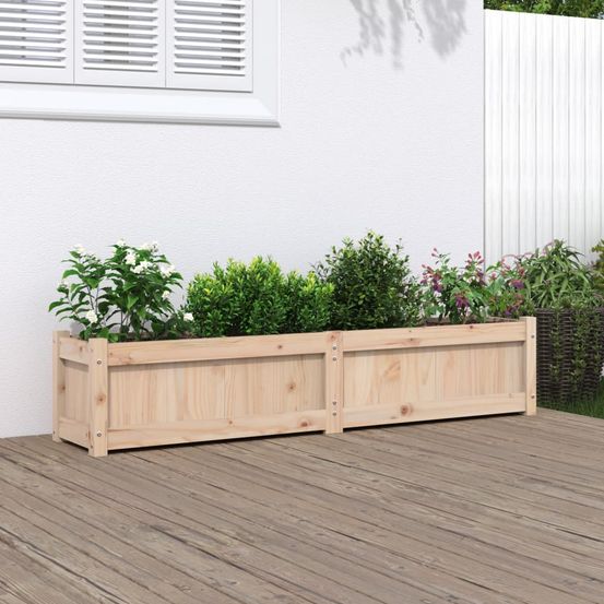 Jardinière rectangulaire en bois de pin massif pour jardin 150x31x31 cm