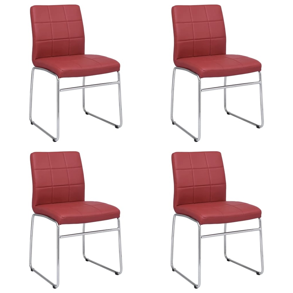 Chaises de salle à manger 4 pcs rouge similicuir