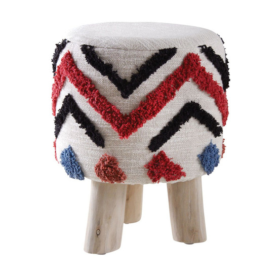 Tabouret 3 pieds en coton tufté