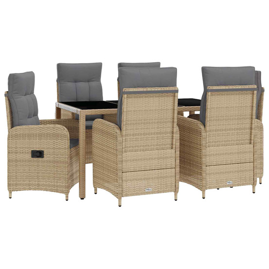 Ensemble de repas extérieur 7 pcs beige et gris clair