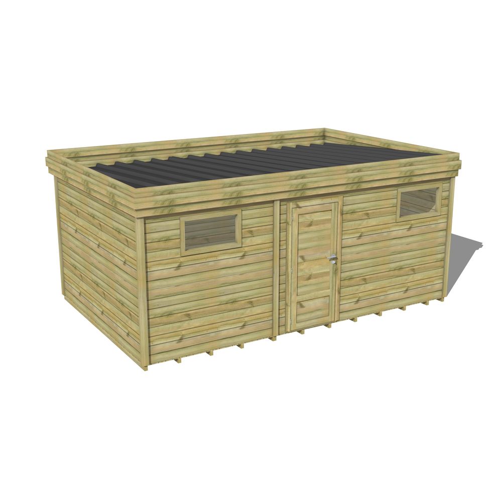 Abri de jardin bois pin traité autoclave 27mm - 5,495x3,44m / 19m2 - bac acier - plancher bois